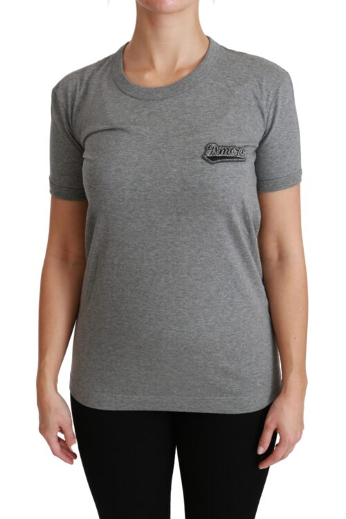Dolce & Gabbana Chic Gray Amore Patch Crewneck Tee