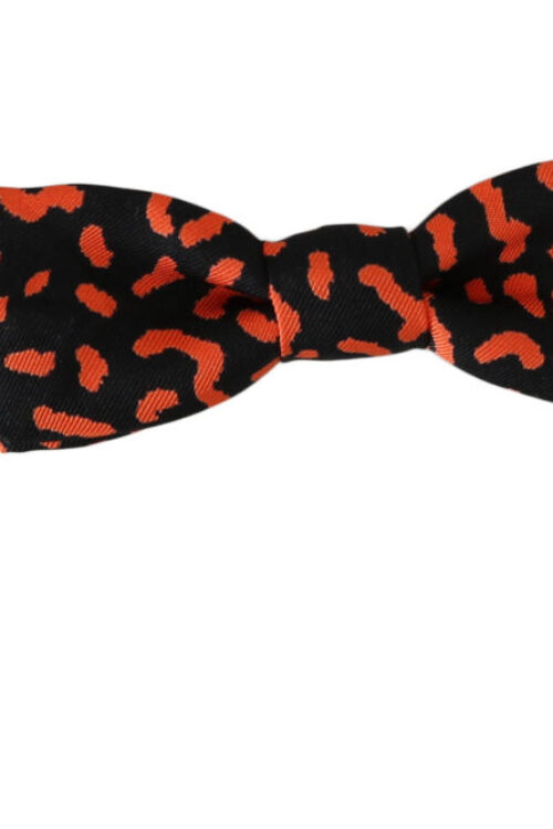 Dolce & Gabbana Elegant Silk Tied Bow Tie in Orange Black