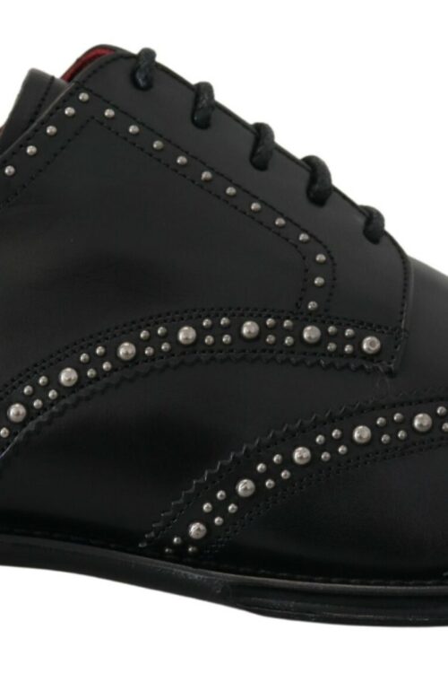 Dolce & Gabbana Elegant Studded Black Derby Shoes