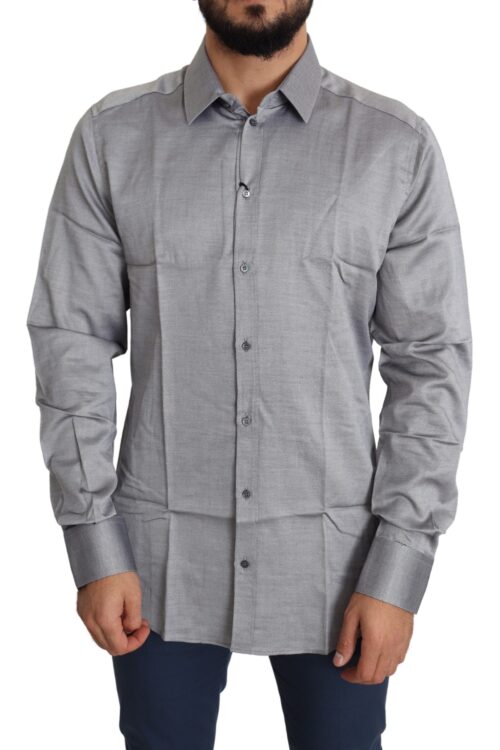 Dolce & Gabbana Elegant Gray Slim Fit Cotton Dress Shirt