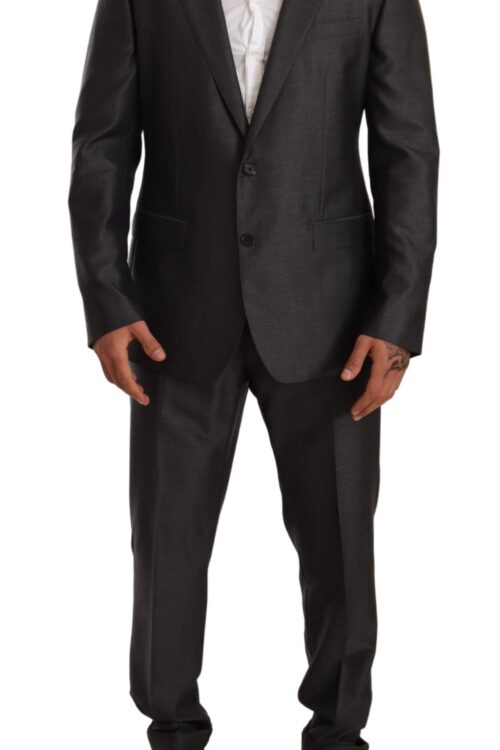 Dolce & Gabbana Elegant Gray Martini Slim Fit Silk-Wool Suit