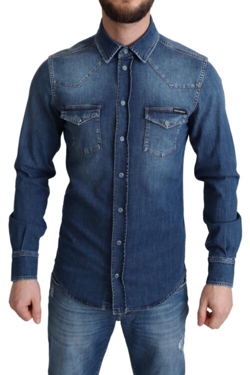 Dolce & Gabbana Elegant Denim Long Sleeve Casual Shirt