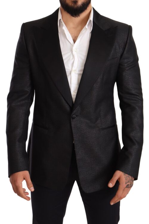 Dolce & Gabbana Elegant Black Metallic Slim Fit Blazer Jacket