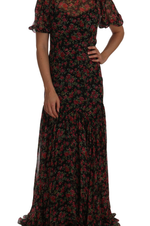 Dolce & Gabbana Elegant Floral A-Line Silk Dress