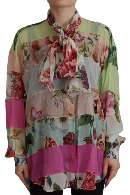 Dolce & Gabbana Elegant Floral Patchwork Silk Blouse