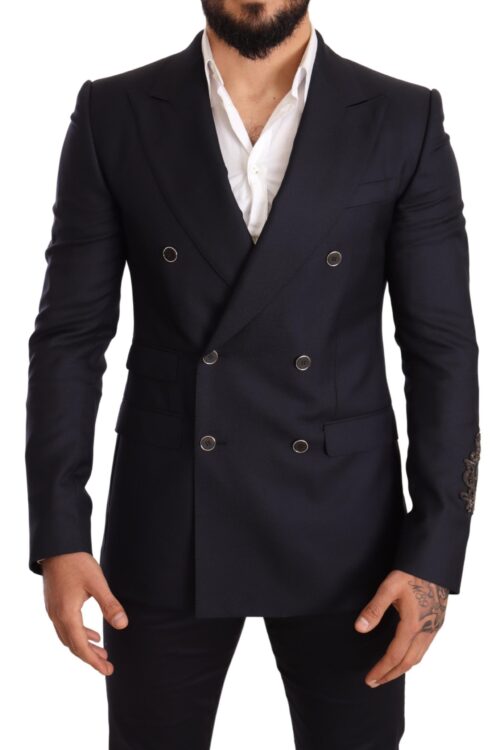 Dolce & Gabbana Elegant Navy Cashmere Silk Blend Blazer
