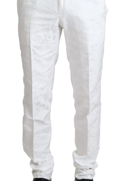 Dolce & Gabbana Elegant White Brocade Dress Pants