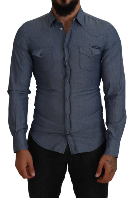 Dolce & Gabbana Elegant Casual Blue Cotton Shirt