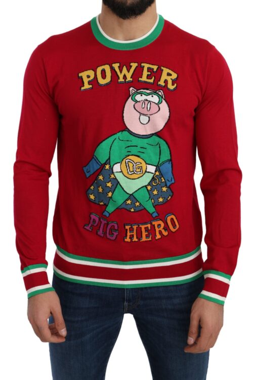 Dolce & Gabbana Elegant Red Wool-Silk Crewneck Sweater