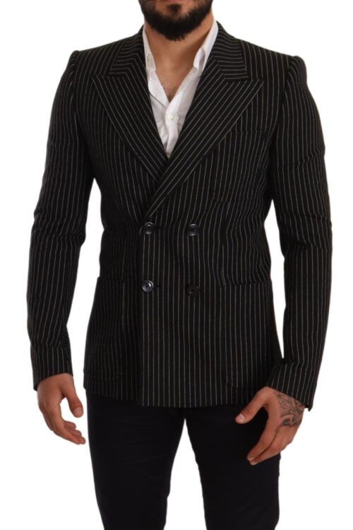 Dolce & Gabbana Elegant Striped Wool Blazer with Silk Lining