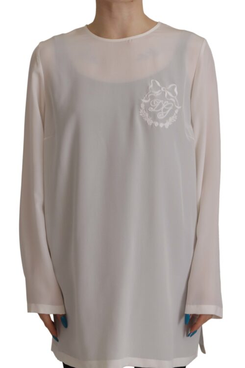 Dolce & Gabbana Elegant Silk Top with Logo Embroidery