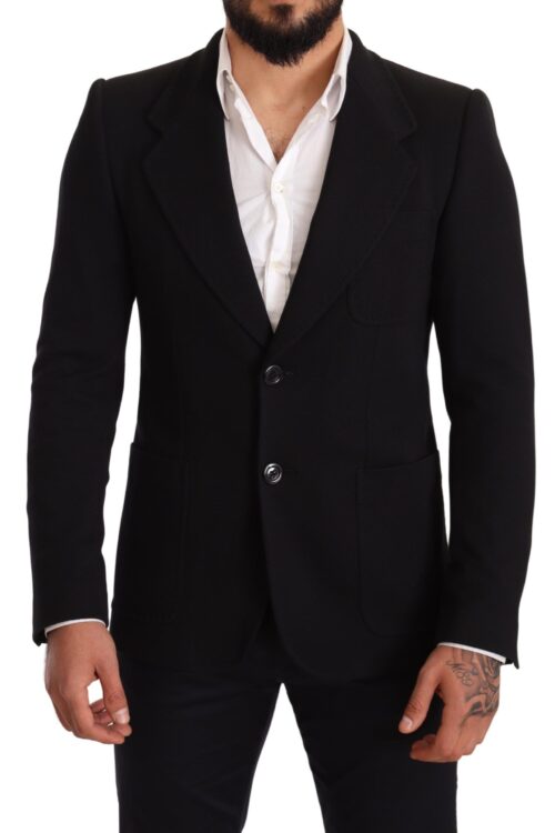Dolce & Gabbana Elegant Slim Fit Black Cotton Blazer