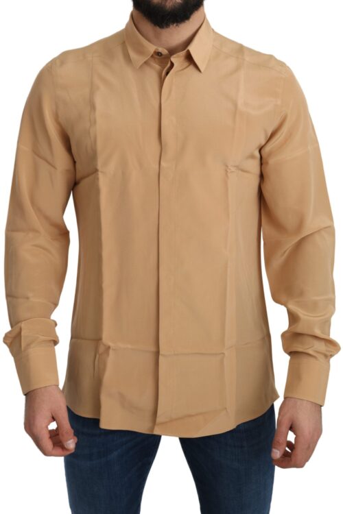 Dolce & Gabbana Elegant Yellow Silk Men’s Formal Shirt