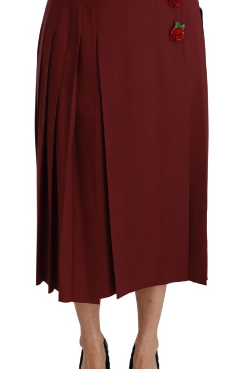 Dolce & Gabbana Elegant Red High Waist Virgin Wool Skirt