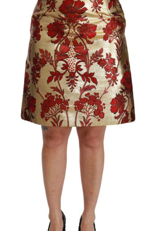 Dolce & Gabbana Opulent Gold Floral Jacquard Skirt