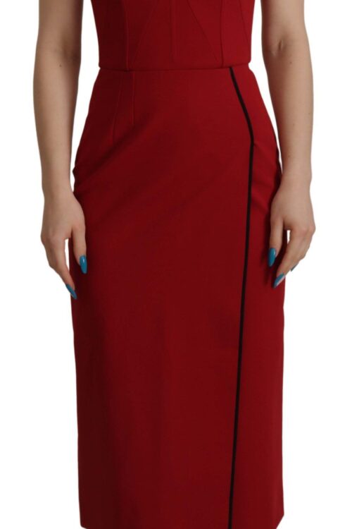 Dolce & Gabbana Elegant Red Bodycon Midi Dress