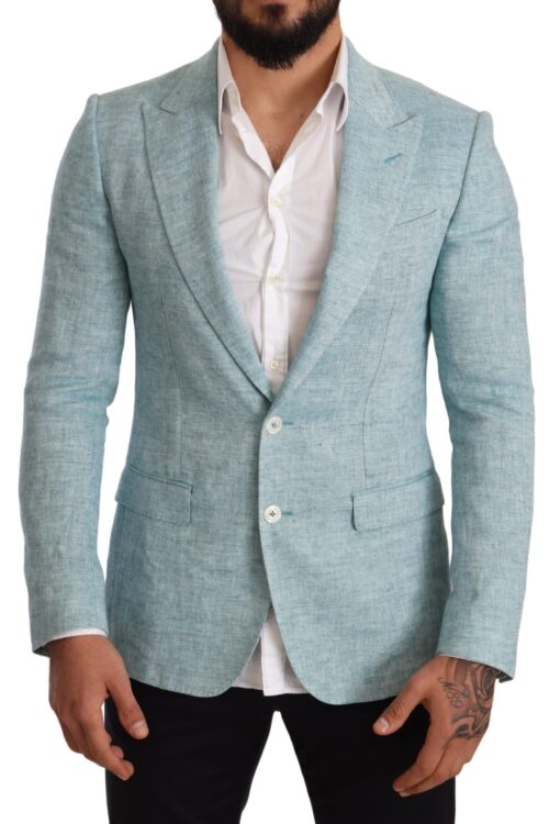 Dolce & Gabbana Elegant Light Blue Linen Blazer
