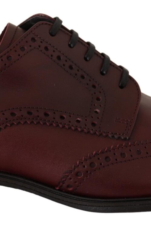 Dolce & Gabbana Elegant Bordeaux Leather Derby Shoes