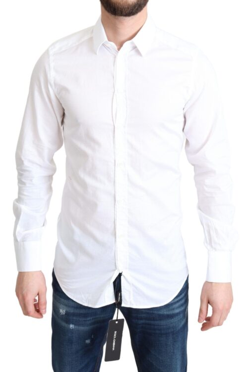 Dolce & Gabbana Elegant White Cotton Dress Shirt Slim Fit