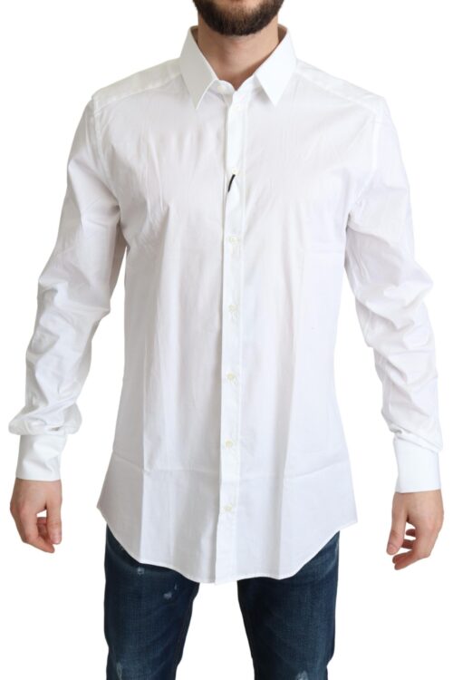 Dolce & Gabbana Elegant White Cotton Stretch Dress Shirt
