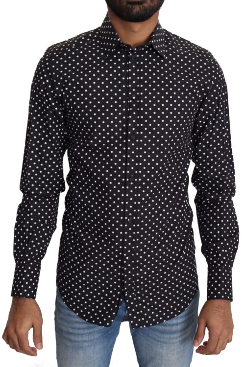 Dolce & Gabbana Elegant Polka Dot Men’s Long Sleeve Shirt