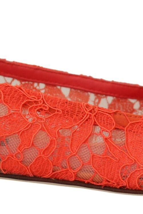 Dolce & Gabbana Elegant Lace Vally Flats in Coral Red