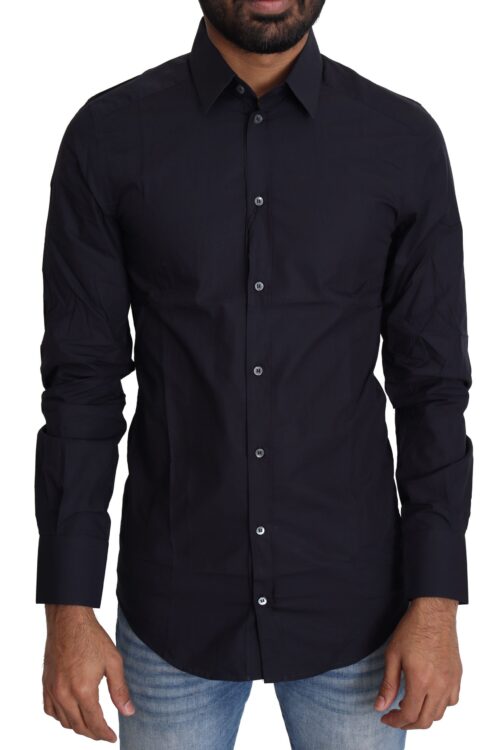 Dolce & Gabbana Navy Blue Slim Fit Gold Series Dress Shirt