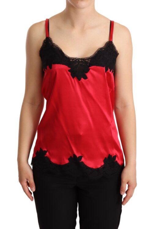 Dolce & Gabbana Enchanting Red Silk Blend Lace Camisole