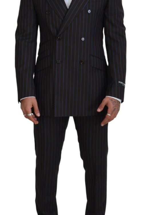 Dolce & Gabbana Elegant Black Striped Virgin Wool Suit
