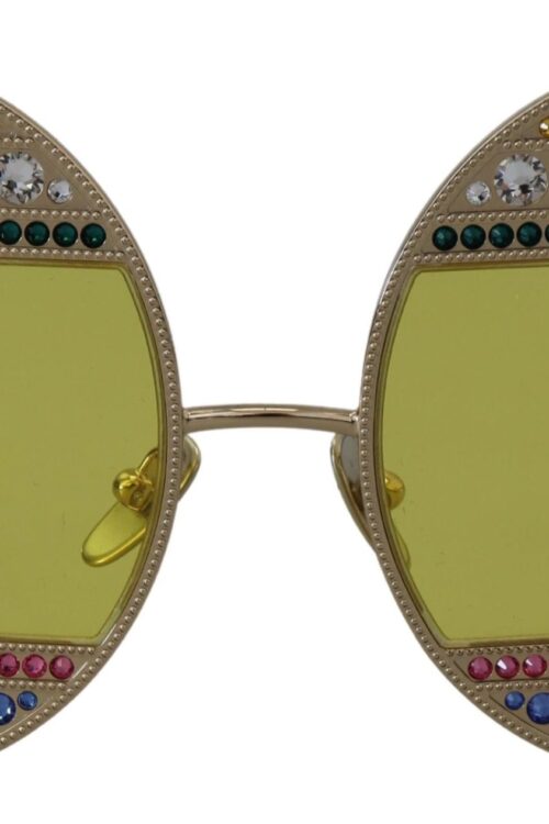 Dolce & Gabbana Crystal Embellished Gold Oval Sunglasses