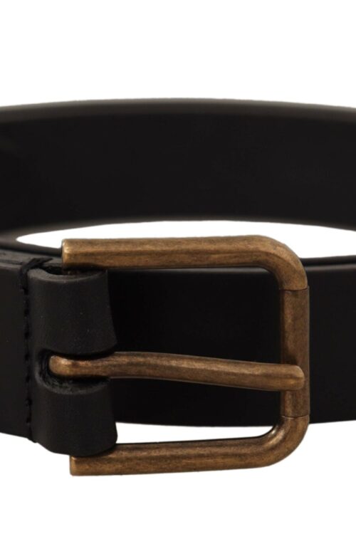 Dolce & Gabbana Elegant Black Leather Belt with Metal Buckle