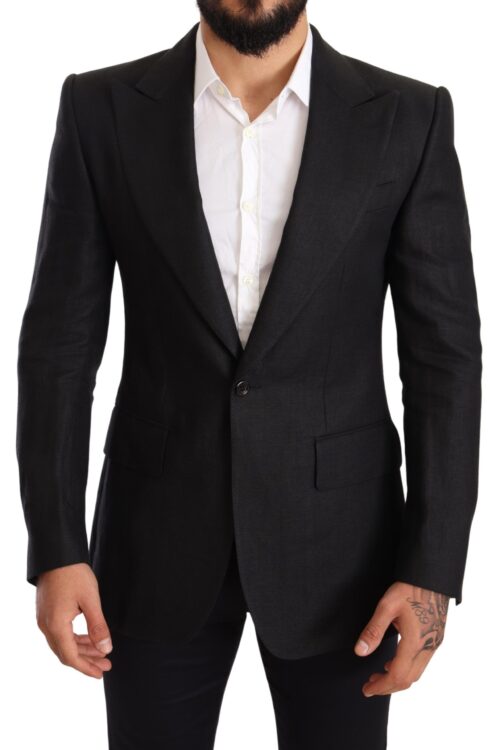 Dolce & Gabbana Elegant Slim Fit Black Linen Blazer