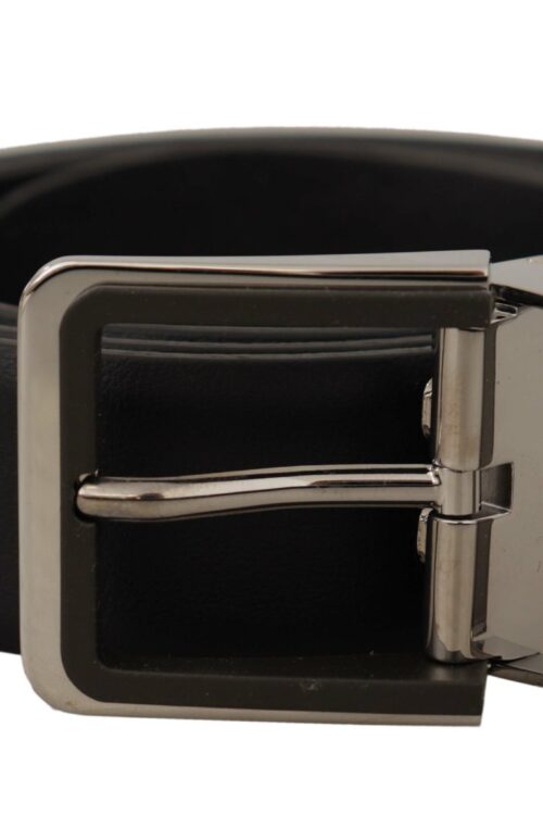 Dolce & Gabbana Elegant Black Leather Belt with Metal Buckle