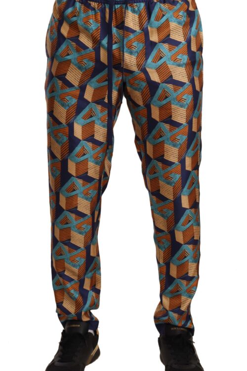 Dolce & Gabbana Elegant Silk Jogger Pants with Vibrant Print