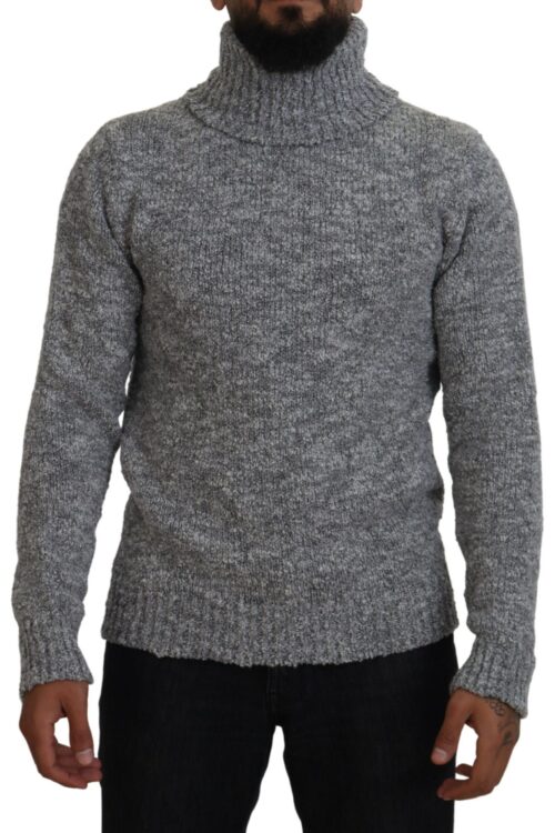 Dolce & Gabbana Elegant Gray Wool-Blend Turtleneck Sweater