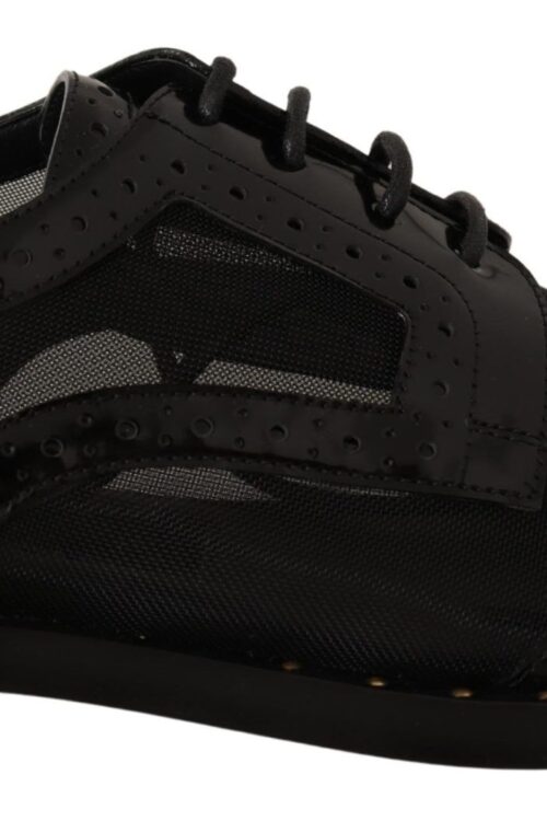 Dolce & Gabbana Elegant Gold-Trimmed Black Oxford Lace-Ups