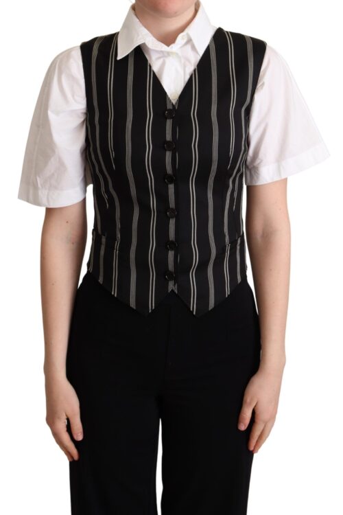 Dolce & Gabbana Chic Black Leopard Print Waistcoat