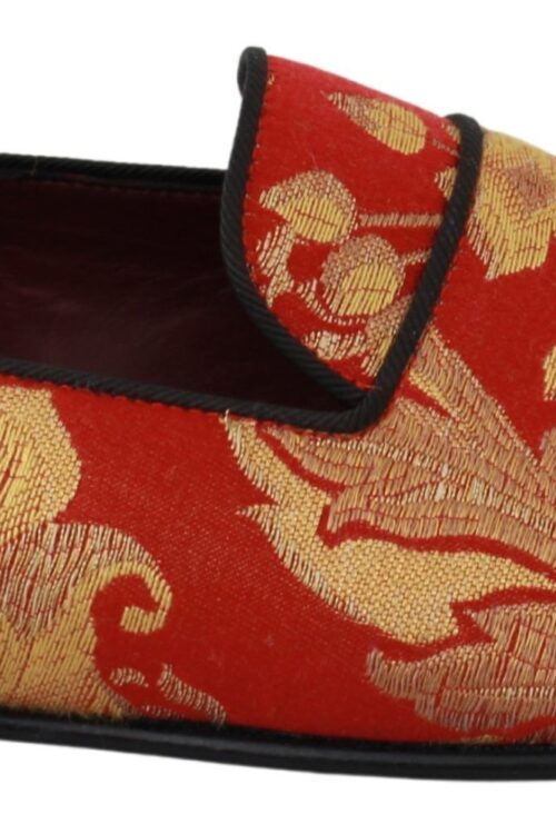 Dolce & Gabbana Rose Gold Brocade Loafers Slide Flats