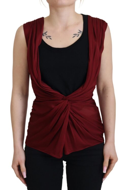 Dolce & Gabbana Bordeaux Silk Blend Top Blouse