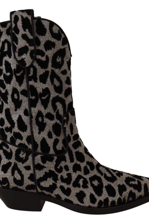 Dolce & Gabbana Elegant Leopard Print Mid Calf Boots
