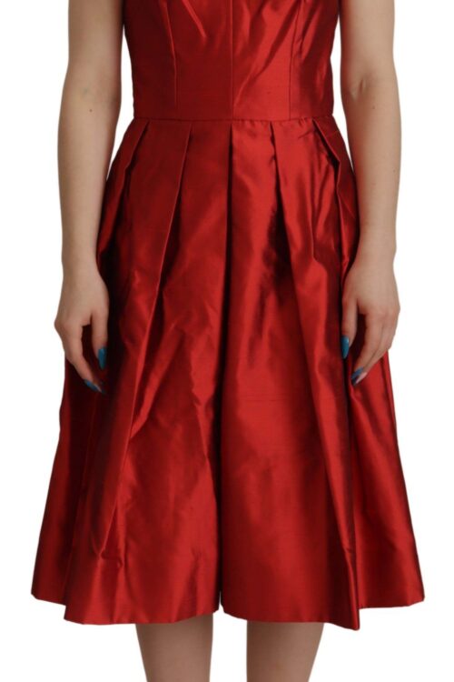 Dolce & Gabbana Radiant Red Silk A-Line Midi Dress