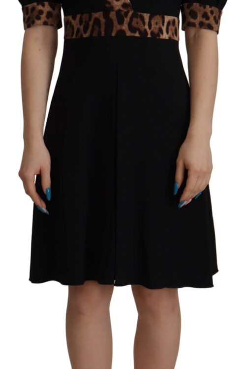 Dolce & Gabbana Elegant Black V-Neck A-Line Dress