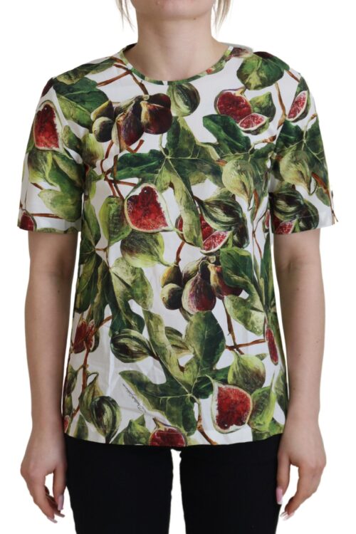 Dolce & Gabbana Chic Multicolor Fig Print Cotton Top