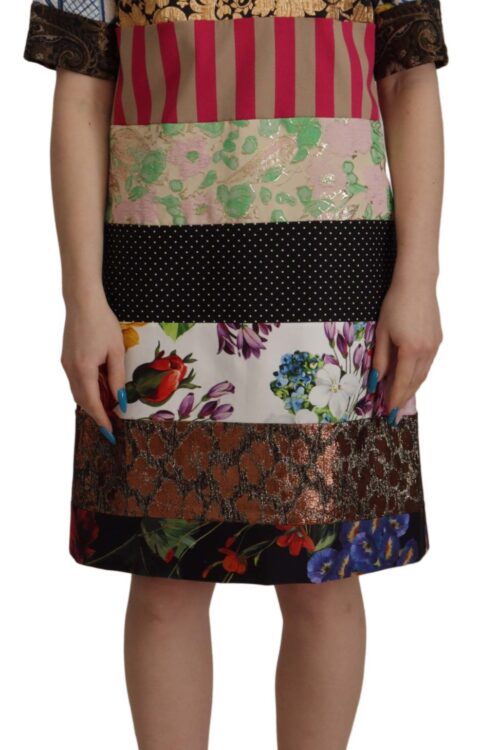 Dolce & Gabbana Patchwork Sheath Mini Dress – Multicolor Elegance