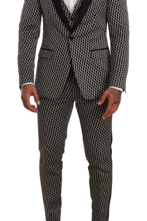 Dolce & Gabbana Elegant Martini Black Check Three-Piece Suit