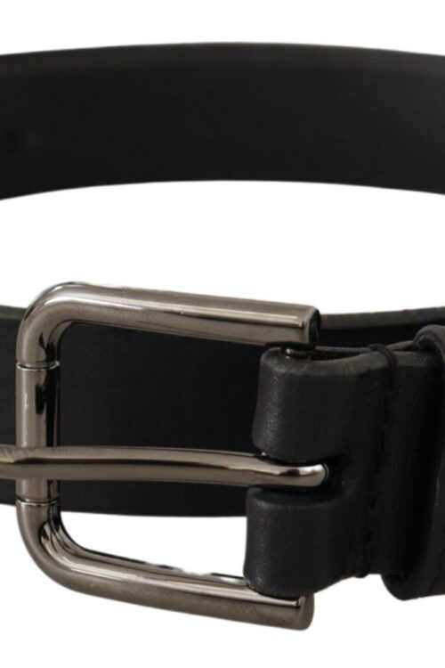 Dolce & Gabbana Elegant Black Leather Belt with Metal Buckle
