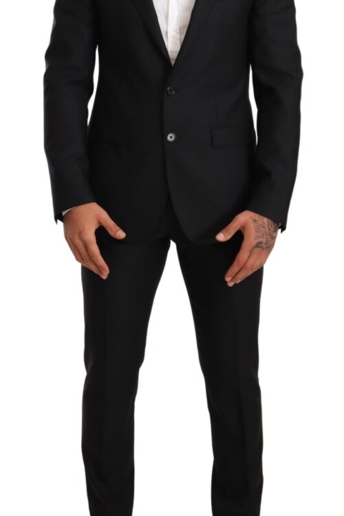 Dolce & Gabbana Sleek Black Virgin Wool Martini Suit