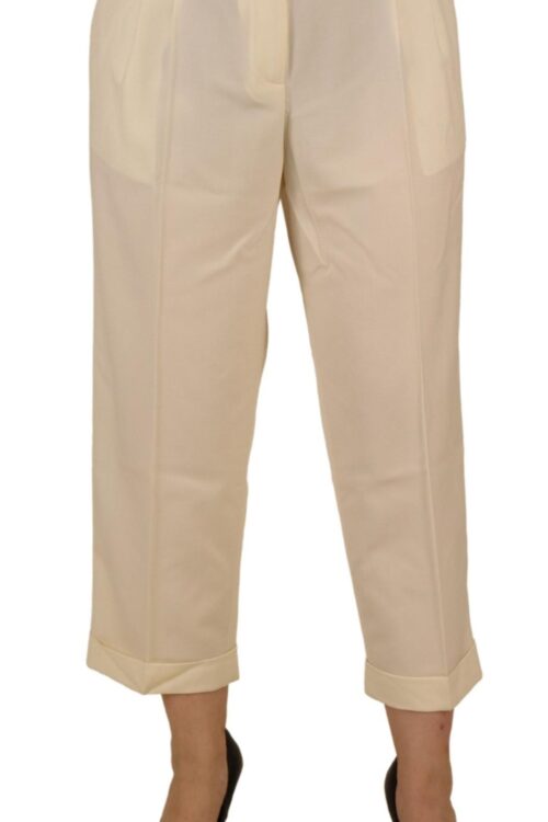 Dolce & Gabbana Elegant Ivory High-Waist Wool Pants