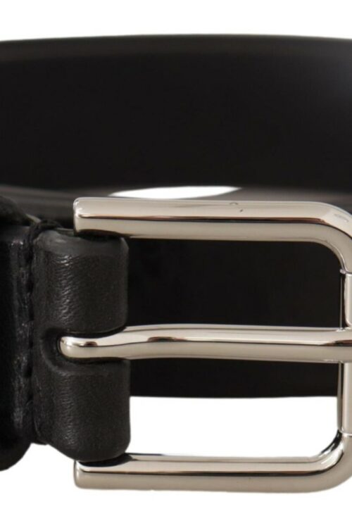 Dolce & Gabbana Elegant Black Leather Belt with Metal Buckle