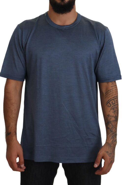 Dolce & Gabbana Silken Blue Crewneck Tee – A Touch of Elegance